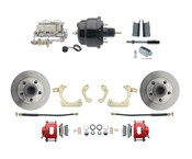 DBK5558R-GMFS1-712-1955-1958 GM Full Size Disc Brake Kit w/ 8" Dual Powder Coated / Aluminum Chrome Booster Kit