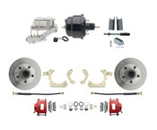 DBK5558R-GMFS1-713-1955-1958 GM Full Size Disc Brake Kit w/ 8" Dual Powder Coated / Aluminum Chrome Booster Kit
