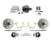 DBK5558B-GMFS1-710-1955-1958 GM Full Size Disc Brake Kit w/ 8" Dual Powder Coated / Aluminum Chrome Booster Kit