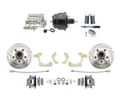 DBK5558LX-GMFS1-710-1955-1958 GM Full Size Disc Brake Kit w/ 8" Dual Powder Coated / Aluminum Chrome Booster Kit