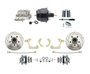 DBK5558LX-GMFS1-712-1955-1958 GM Full Size Disc Brake Kit w/ 8" Dual Powder Coated / Aluminum Chrome Booster Kit