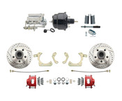 DBK5558LXR-GMFS1-710-1955-1958 GM Full Size Disc Brake Kit w/ 8" Dual Powder Coated / Aluminum Chrome Booster Kit