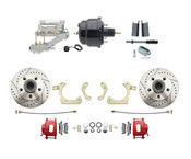 DBK5558LXR-GMFS1-711-1955-1958 GM Full Size Disc Brake Kit w/ 8" Dual Powder Coated / Aluminum Chrome Booster Kit