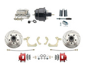 DBK5558LXR-GMFS1-712-1955-1958 GM Full Size Disc Brake Kit w/ 8" Dual Powder Coated / Aluminum Chrome Booster Kit
