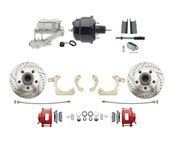 DBK5558LXR-GMFS1-713-1955-1958 GM Full Size Disc Brake Kit w/ 8" Dual Powder Coated / Aluminum Chrome Booster Kit