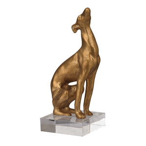 Greyhound Sculpture in Gold Leaf on Acrylic Base