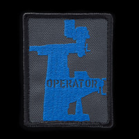 Mill Operator Patch: charcoal background, blue artwork, black border