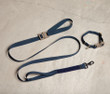 Alpha Dog Tactical collar and leash in navy with elephant grey Cobra buckles Alpha Dog Tactical collar and leash in navy with elephant grey Cobra buckles