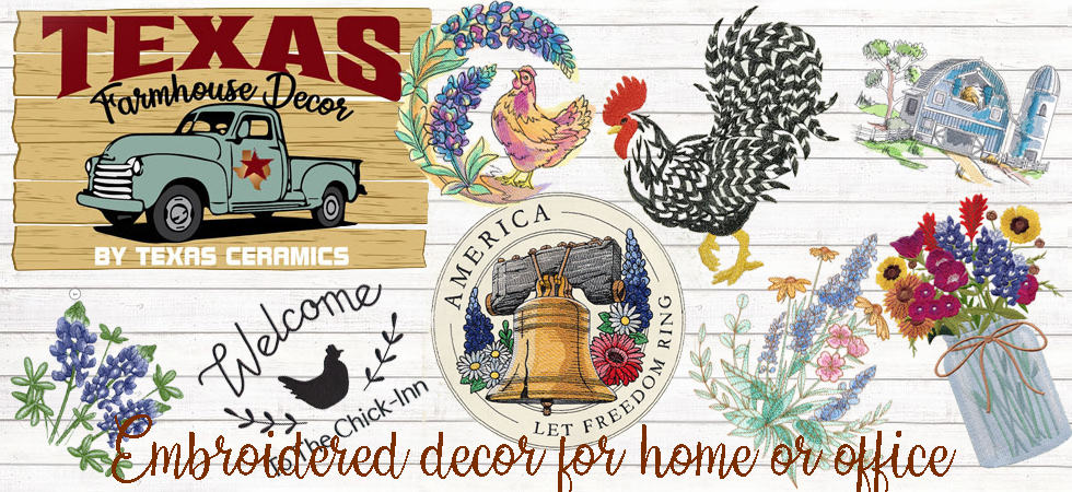 Embroidered decor for home or office made in the USA.