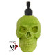 Skull soap dispenser in Zombie Green with black plastic pump unit.
