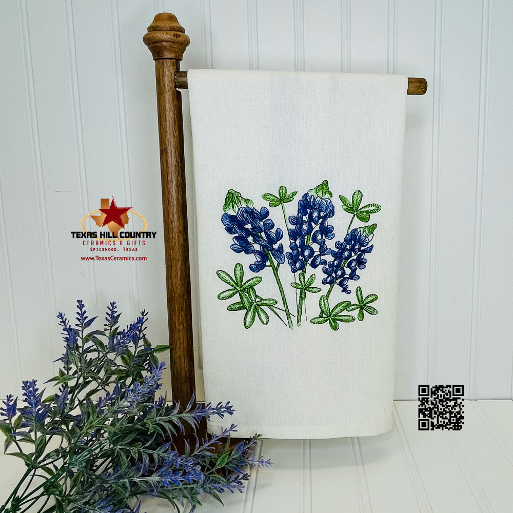 Texas Bluebonnet Wildflower Cotton Kitchen or Hand Towel made in