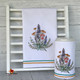 Cotton dish towel and large sanitary wipe cover set with embroidered wildflowers of Texas.