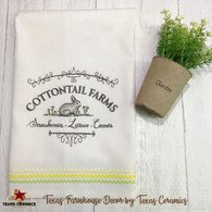 Cottontail Farms Bunny Rabbit Embroidery on Natural Cotton Towel.
