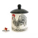 Rooster container with lid in black and white. Holds 12 ounces. Made in the USA.