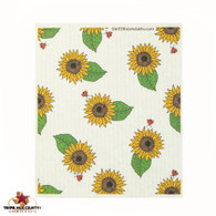 Ladybugs and sunflowers design Swedish Dishcloth.