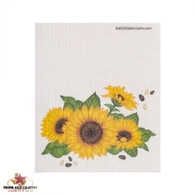 Golden Kansas Sunflowers design Swedish Dishcloth.