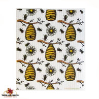 Honey Bee Hive Design Swedish Dishcloth.