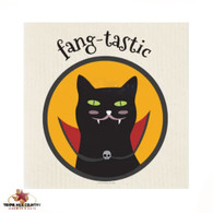 Fang-tastic the Vampire Cat Design Swedish Dishcloth.