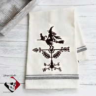 Witch weathervane dish towel, be sure to check out the coordinating Swedish Dishcloth, makes a great set for gift giving!