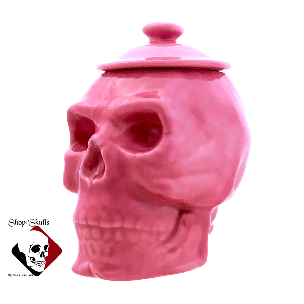 Skull Sugar Bowl with Lid in Bright Pink, Witchy Kitchen Accent