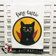 Fang-tastic the cat dish towel print with trim.