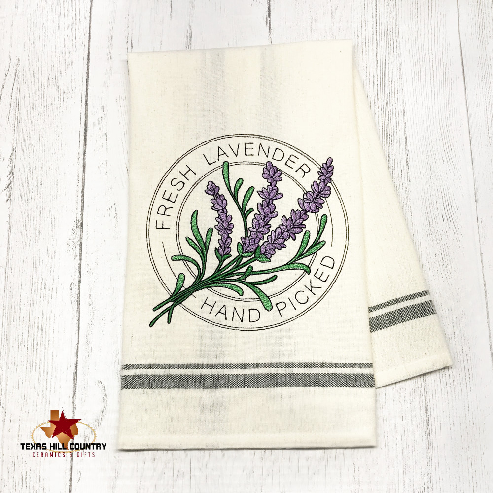 Fresh Lavender Hand Picked Design on Natural Cotton Towel, Spring