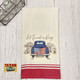 Let Freedom Ring Patriotic Truck with Flag embroidered design on red trim natural cotton towel.