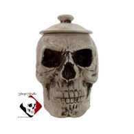 Aged looking skull sugar bowl and lid, Handmade in the USA.