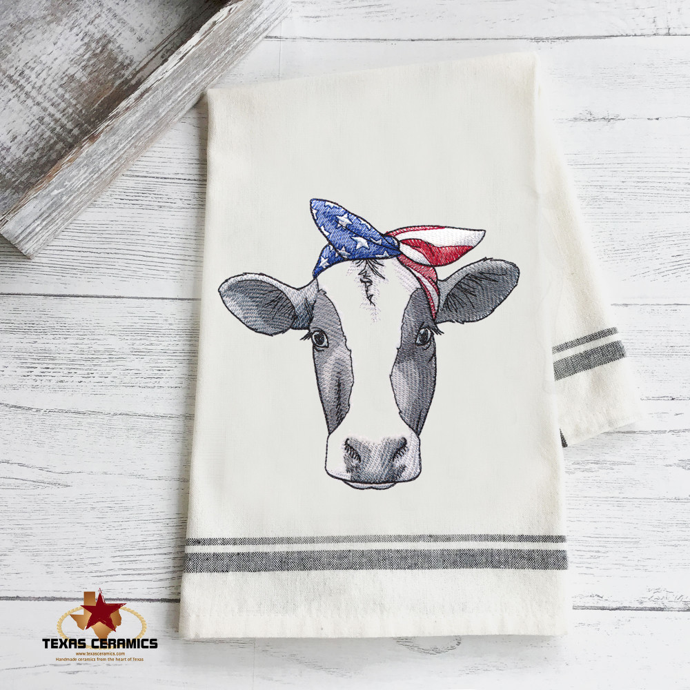 Cow With Bandana Kitchen Towel, Cow Home Decor, Cute Cow Dish Cloth