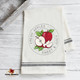 Fresh Apples Stamp Embroidery design on natural cotton towel with black trim.