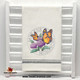Save the Monarchs Stamp Embroidery design on natural cotton towel with black trim.