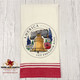 America Let Freedom Ring Liberty Bell embroidered design on red trim natural cotton towel.