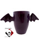 Bat wing handle mug in glossy purple glaze for hot or cold beverages.  Made by Texas Ceramics.