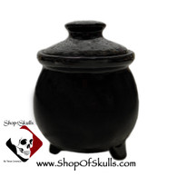 Black gloss cauldron sugar bowl and lid.