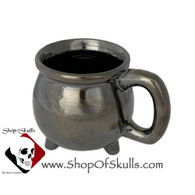Cauldron mug in metallic black ice glaze.