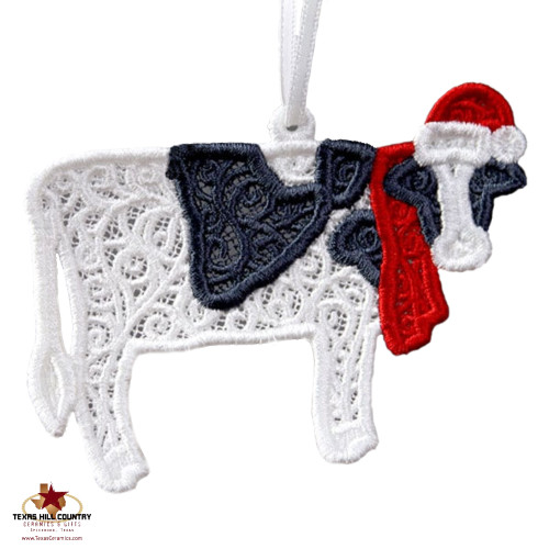 Country Farm Cow Ornament Free Standing Lace.