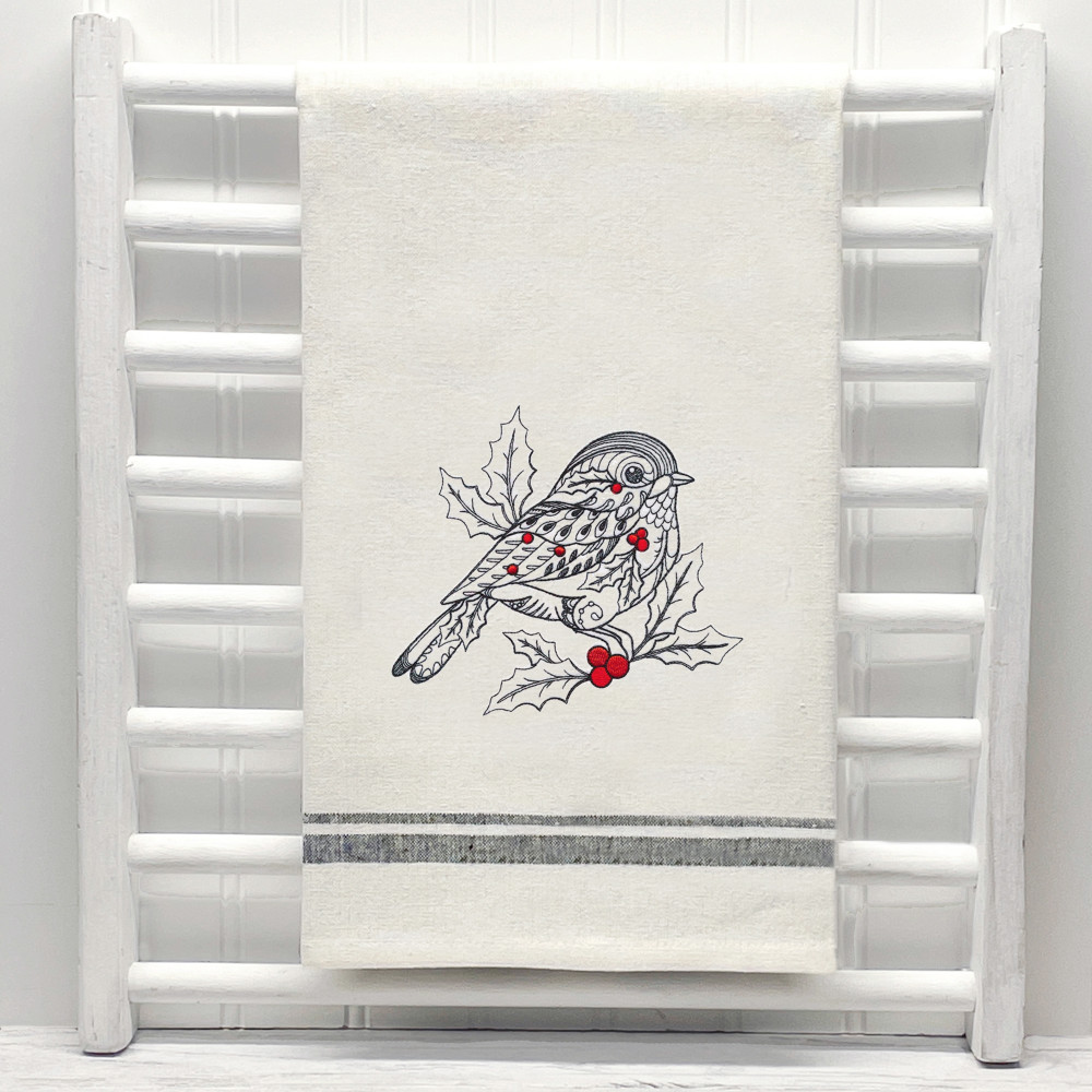 Embroidered San Fibre Christmas Kitchen Towel, Size: Standard