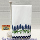 Texas Bluebonnet border embroidery on white cotton towel, made in Texas.