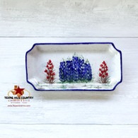 Ceramic eyeglass tray with Field of Bluebonnet Wildflower design.