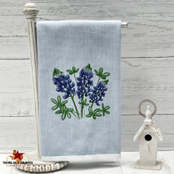 Embroidered bluebonnets on periwinkle cotton terry dish towel. Great gift for any occasion!