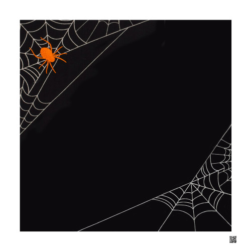 Napkin with cobweb and embroidered spider.