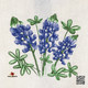 Close up of bluebonnet embroidery.