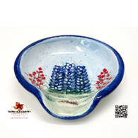 Ceramic Spoon Rest Round Style with Hand Painted Texas Bluebonnet Wildflowers