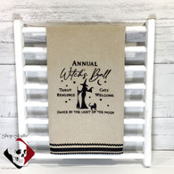 Annual Witches Ball Cats Welcome Tarot Readings Embroidery on Natural Cotton Towel