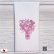 Cotton kitchen dish or tea towel with embroidered Irish Wildflowers in a mason jar.