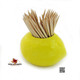 Lemon shaped toothpick holder made in the USA.