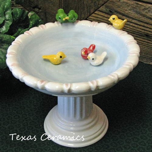 Bird Bath Pedestal Bowl Ceramic Soap Dish Ring or Jewelry