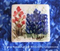 Hand made square style refrigerator magnet with Texas Bluebonnets made in the USA
