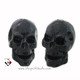 Black matte skull salt pepper shaker set.