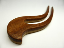 SOLD - Hand Crafted Mahogany & Ash Wood Hair Fork, Reclaimed Wood
